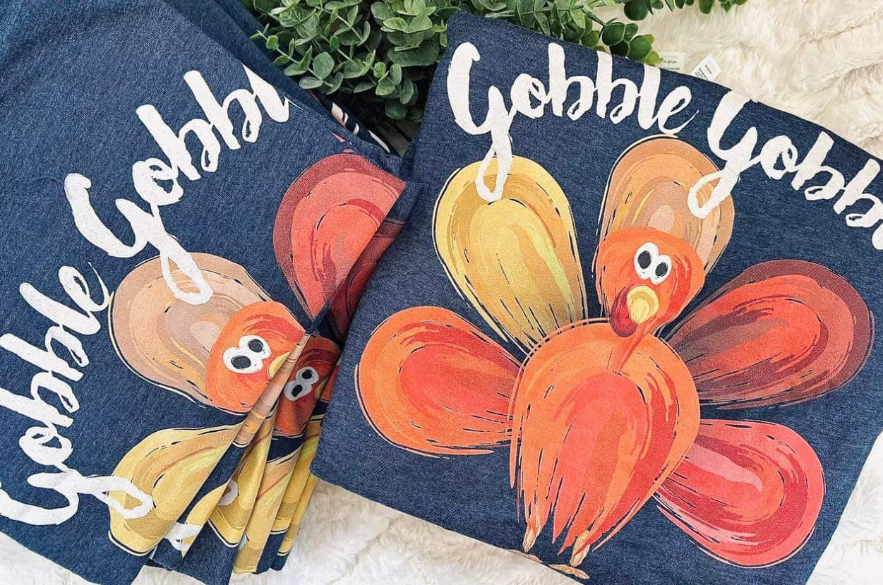 Turkey Gobble Gobble Heather Denim Short Sleeve