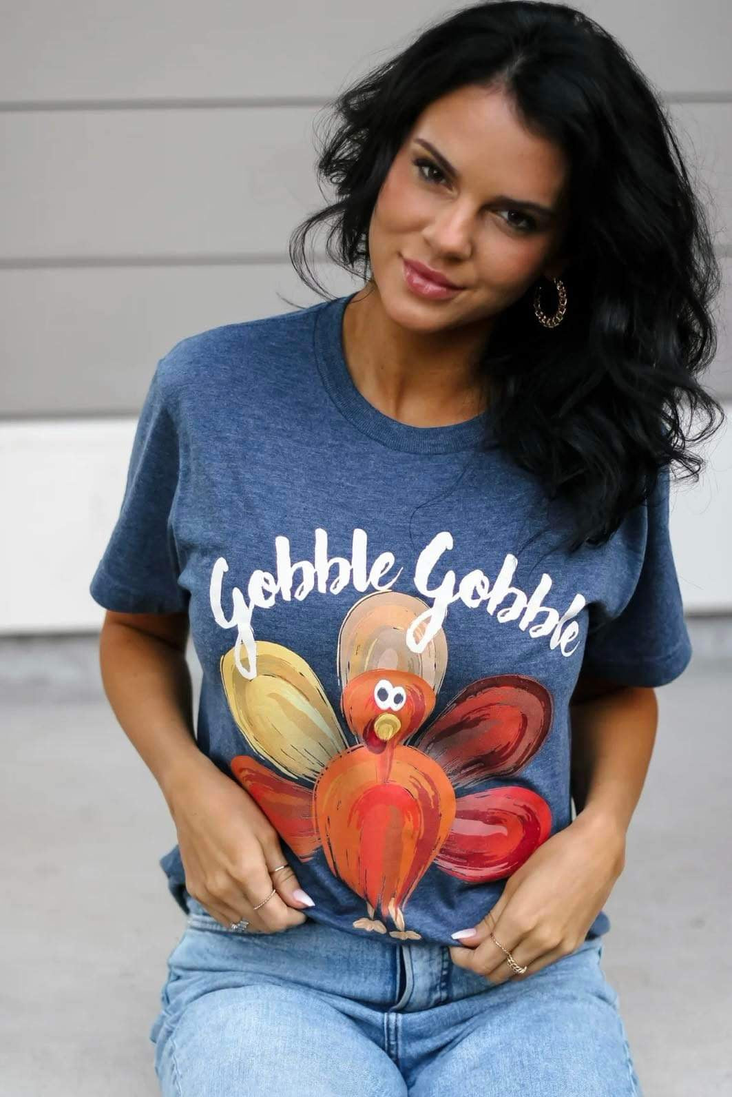 Turkey Gobble Gobble Heather Denim Short Sleeve