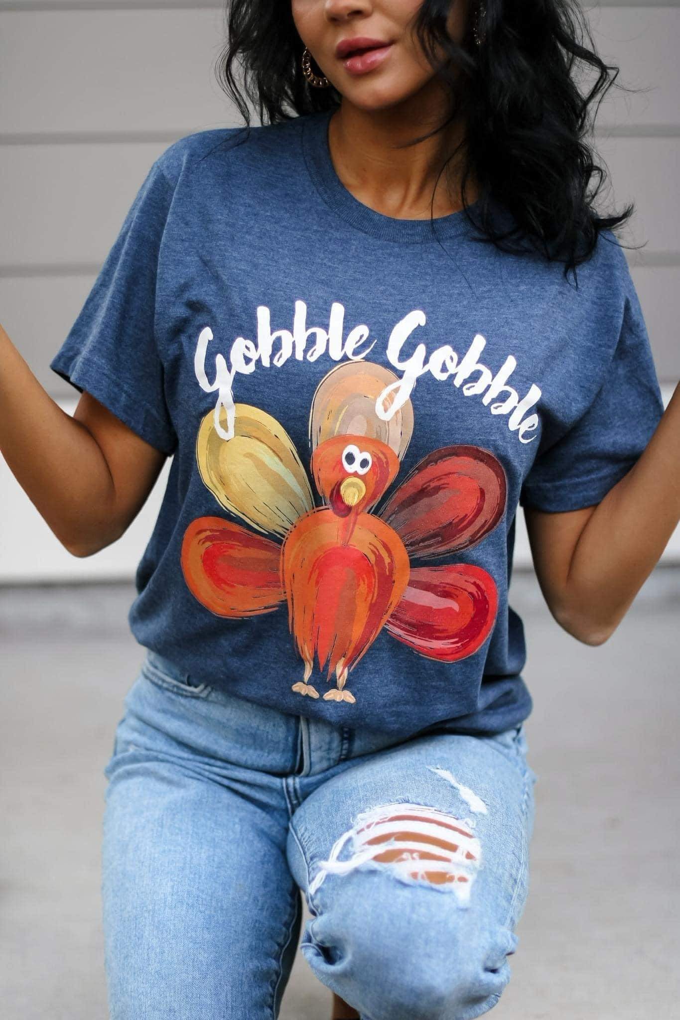 Turkey Gobble Gobble Heather Denim Short Sleeve