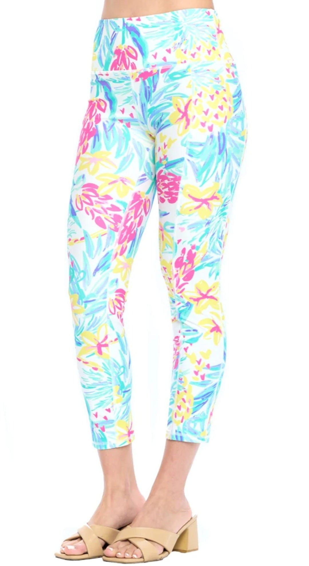 Aryeh Cropped Leggings In White Pineapples