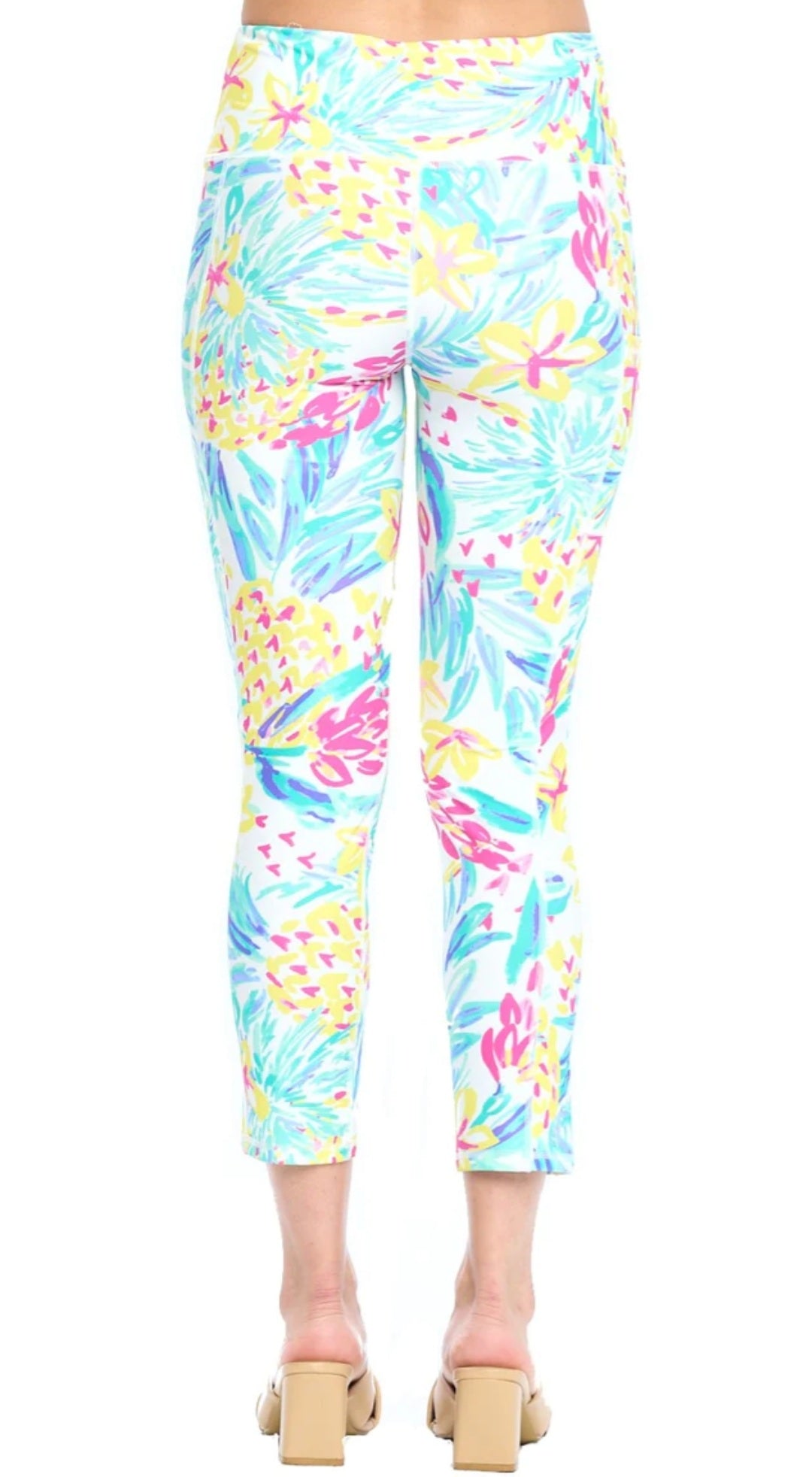 Aryeh Cropped Leggings In White Pineapples