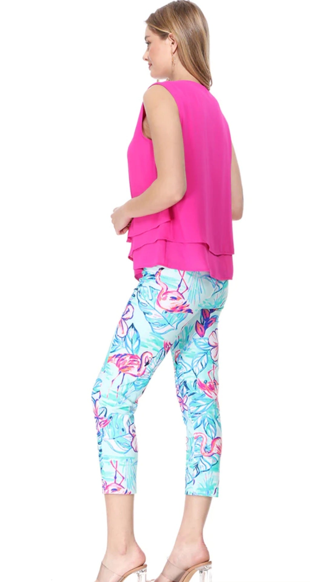 Aryeh Cropped Leggings In Aqua Flamingo