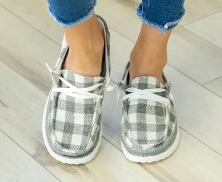 Gypsy Jazz Prima Gray Buffalo Plaid Sneakers