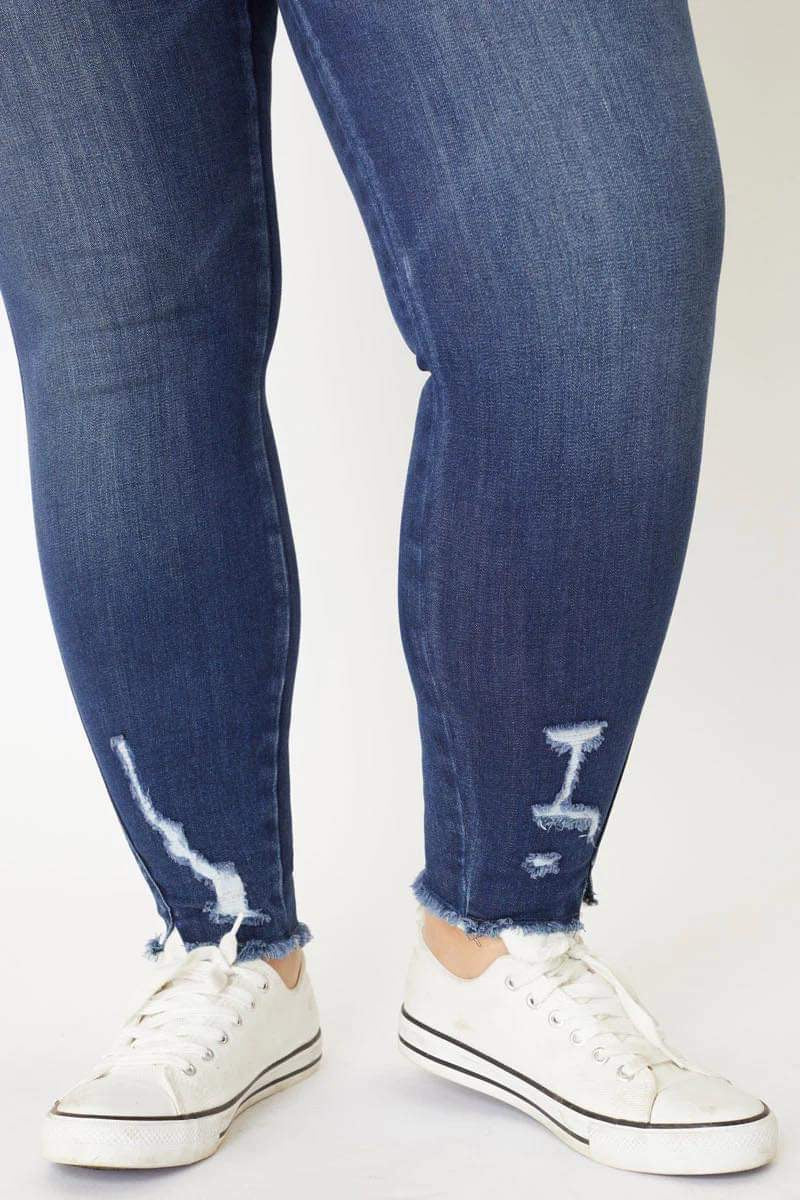 Kancan: Kayla Mid Rise Ankle Skinny Jeans - Plus