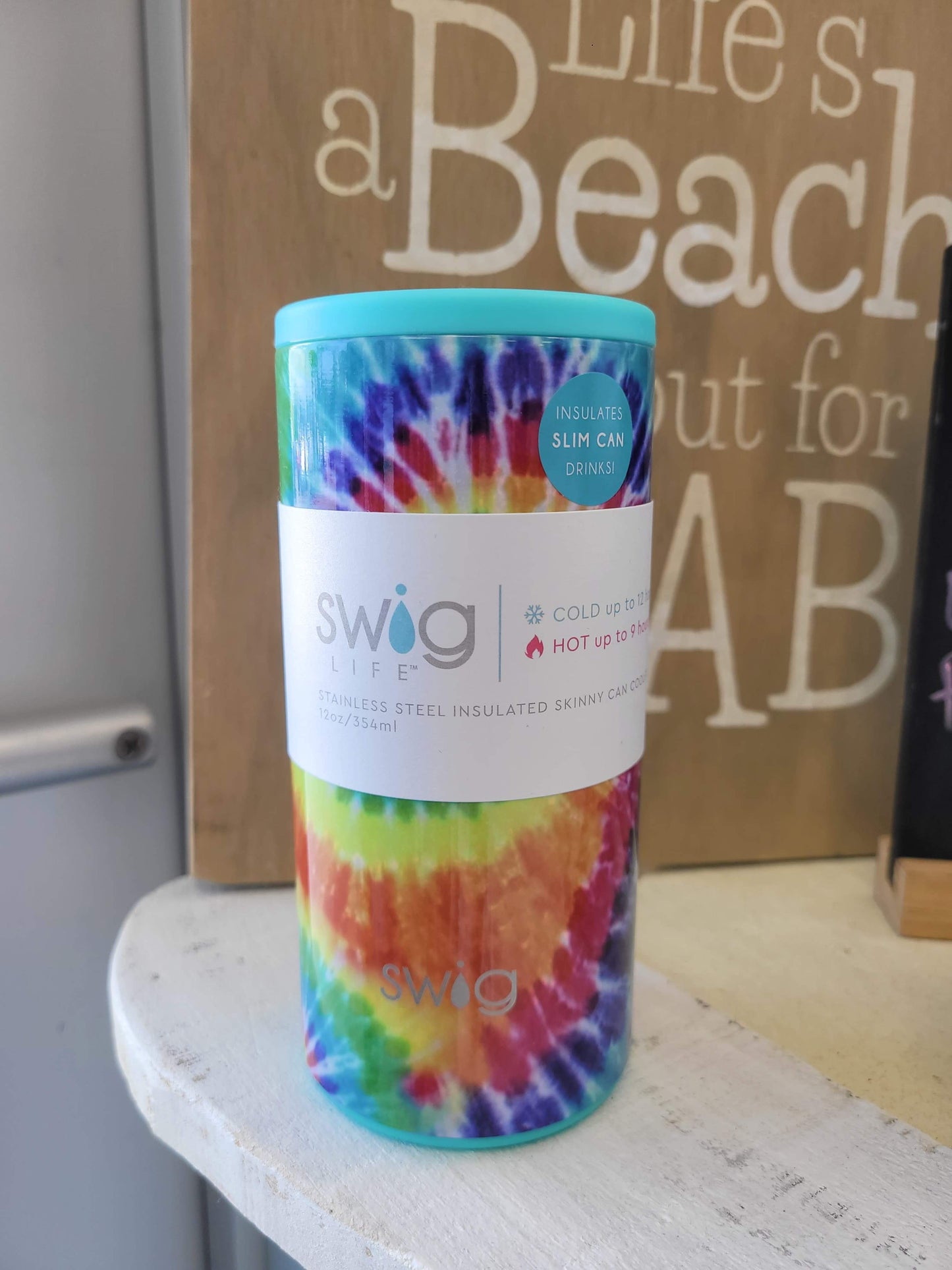 Swig Slim 12oz Can. Swirled Peace