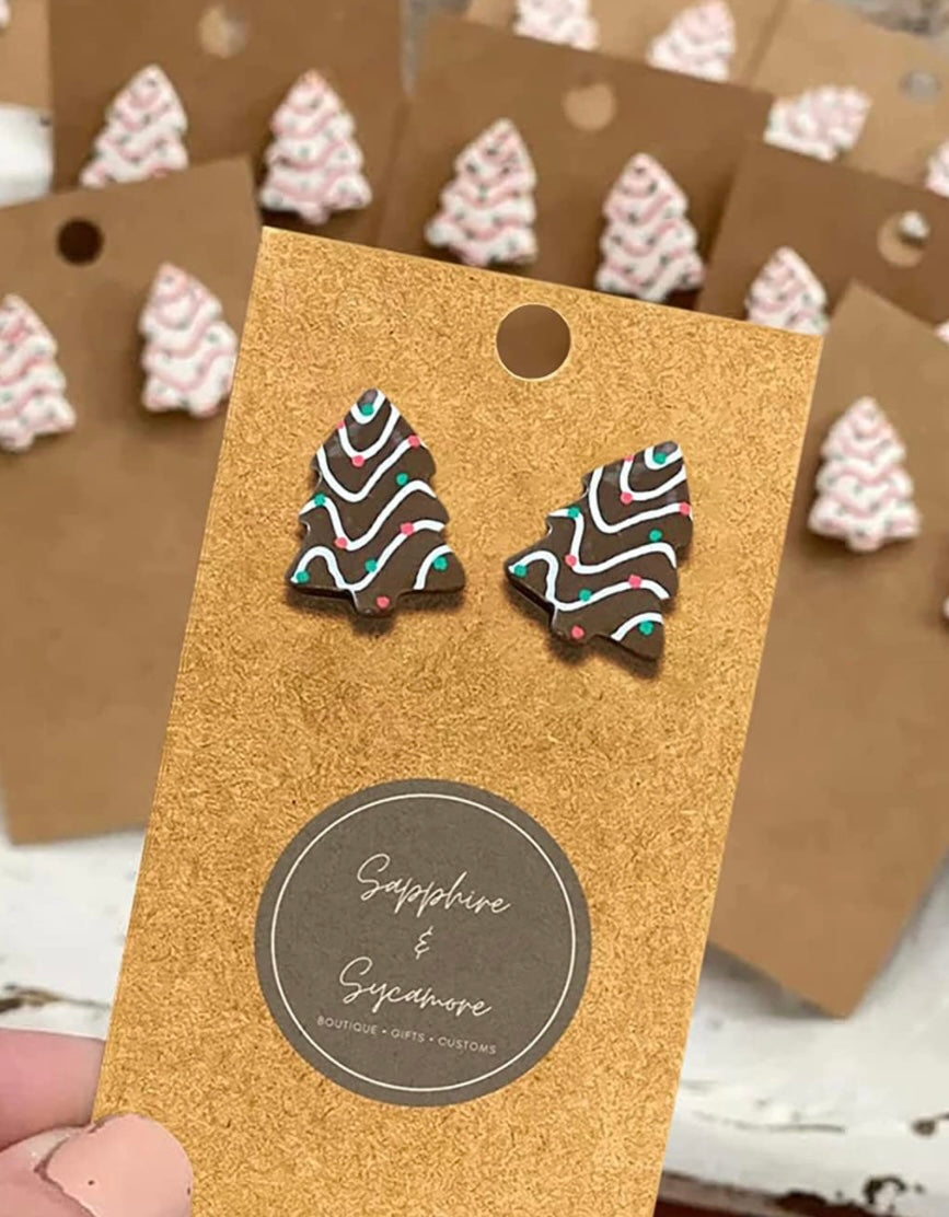 Christmas Tree Cake Stud Earrings-Hypoallergenic