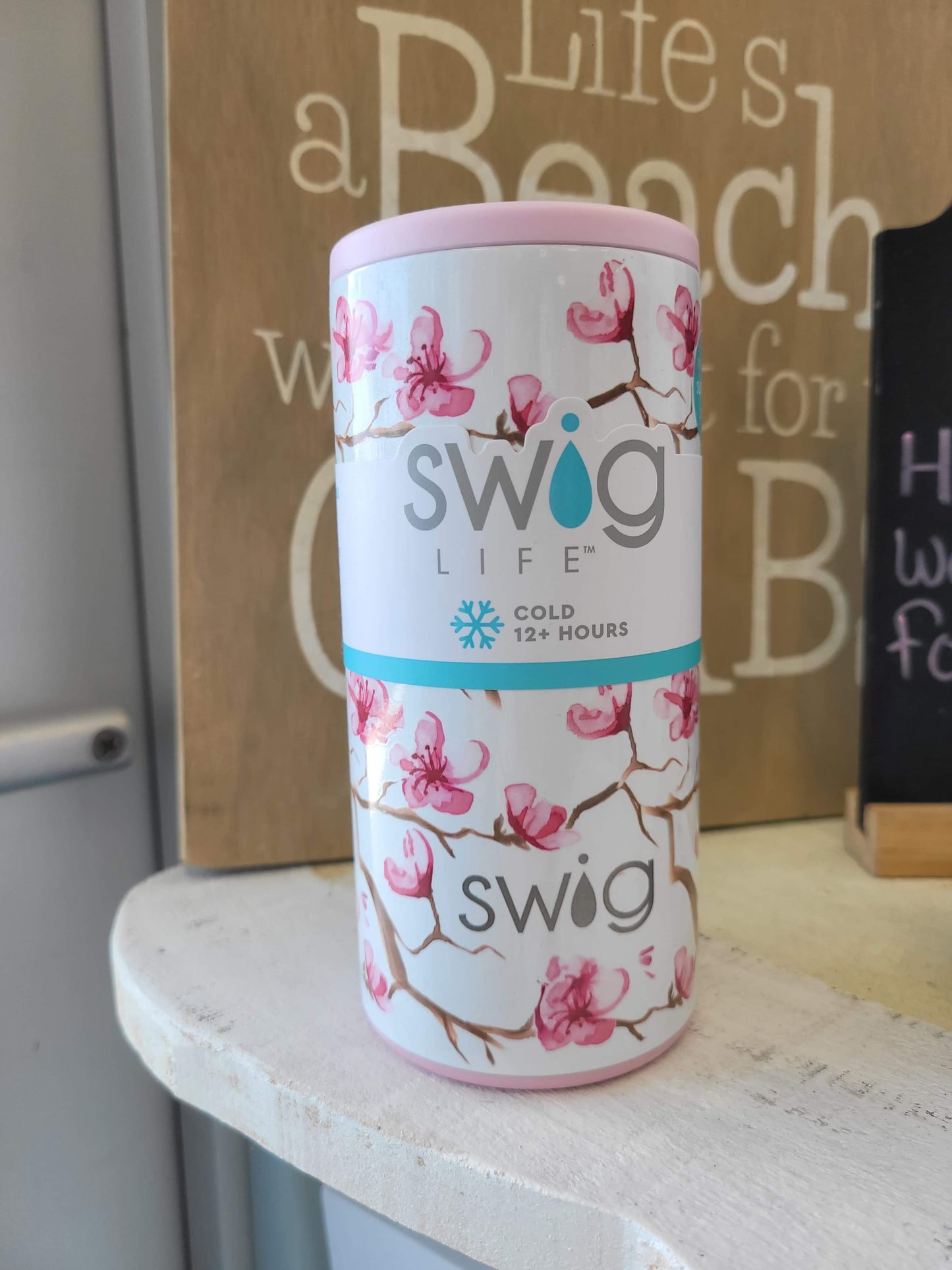 Swig Slim 12oz Can. Cherry Blossom