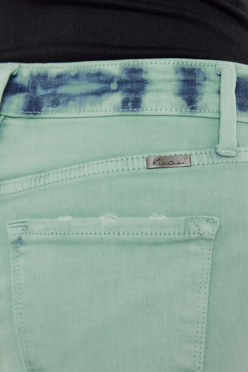 Kancan Nikki High Rise Flare Jeans Colored Denim in Mint / Green Mix