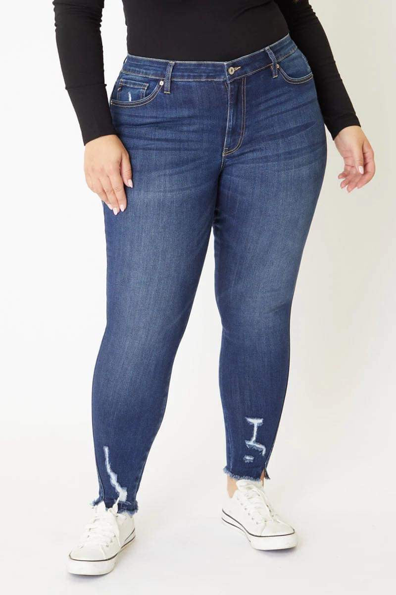 Kancan: Kayla Mid Rise Ankle Skinny Jeans - Plus