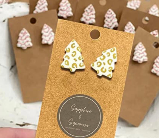 Christmas Tree Cake Stud Earrings-Hypoallergenic