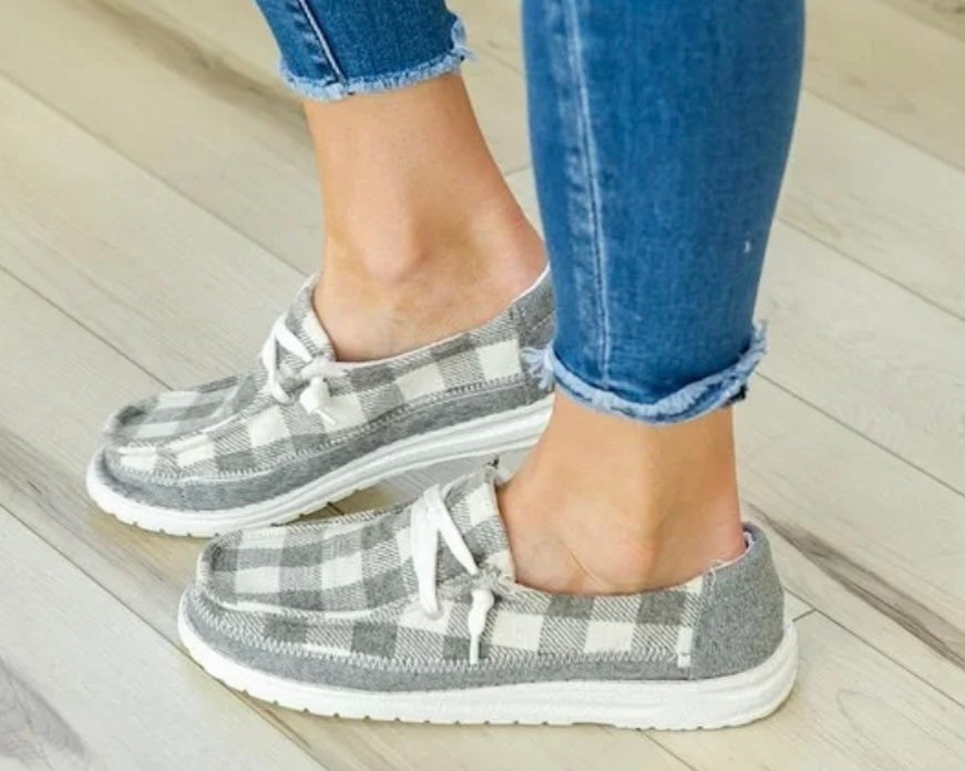 Gypsy Jazz Prima Gray Buffalo Plaid Sneakers