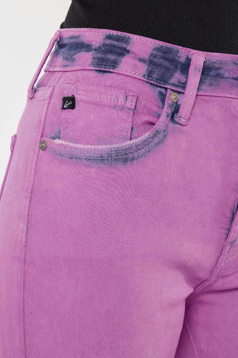 Kancan Nikki High Rise Flare Jeans Colored Denim in Pink / Purple Mix